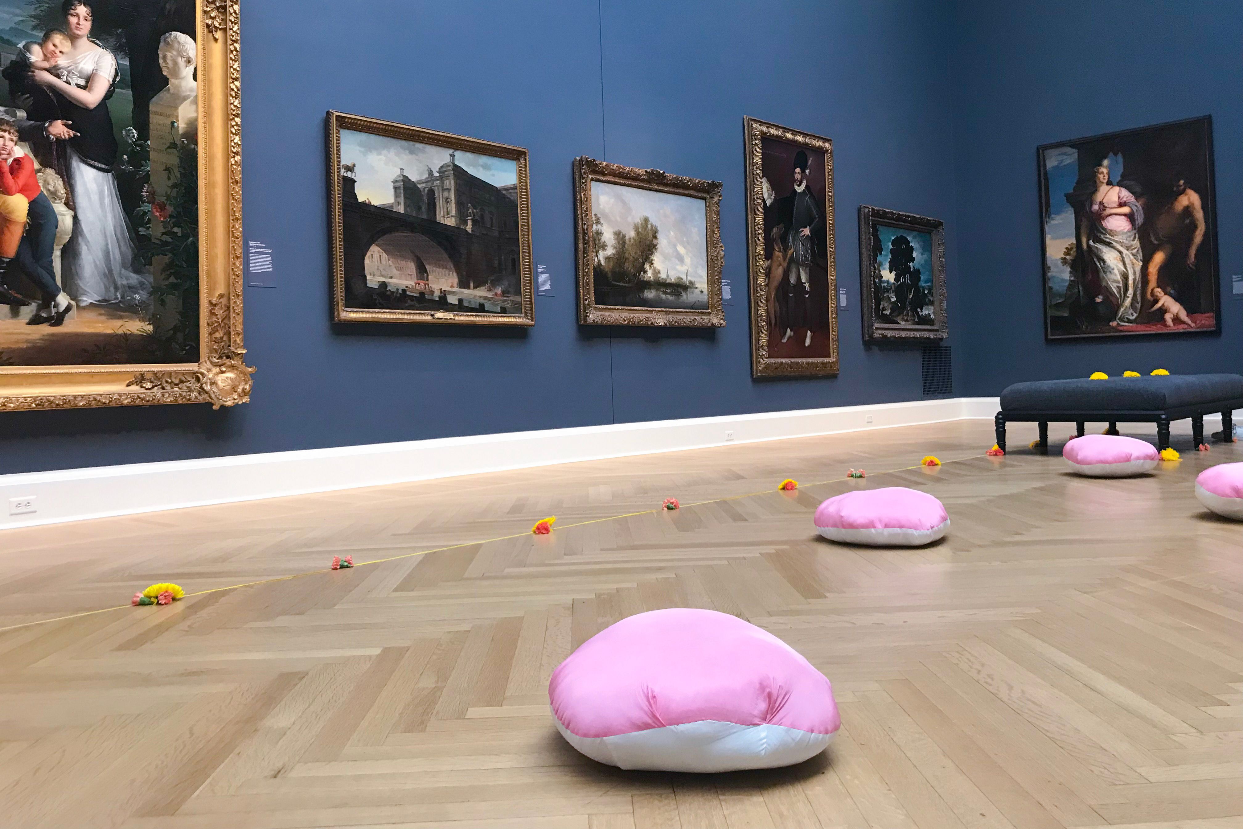 pink coushions at the RISD Museum, Providence, RI